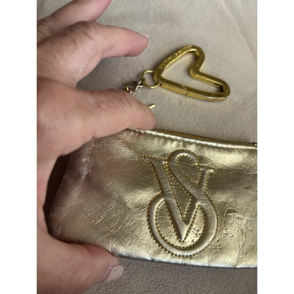 Vintage Heart, Carabiner, Gold Metallic Victoria's Secret Coin Purse 3767 - Picture 2 of 6